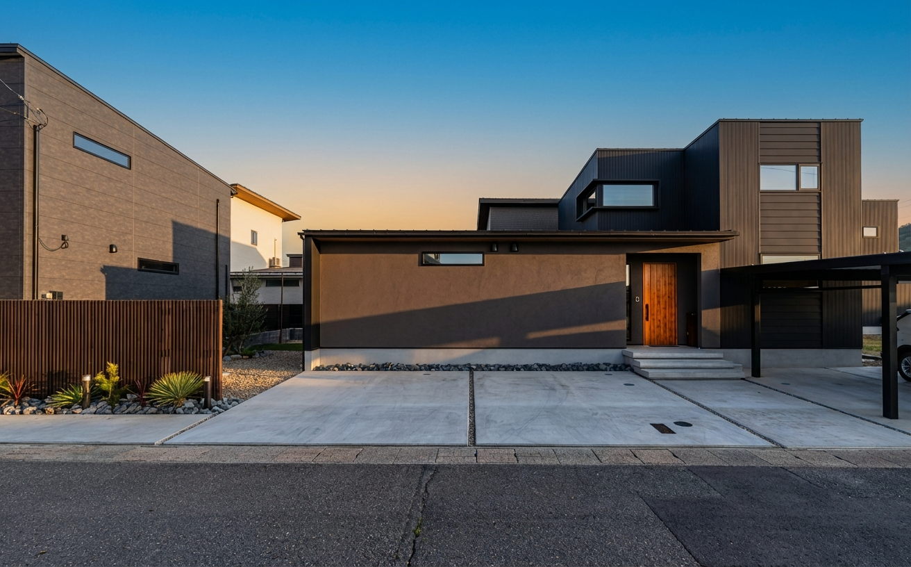 夕景では、建物の落ち着いた表情がより引き立ちます。