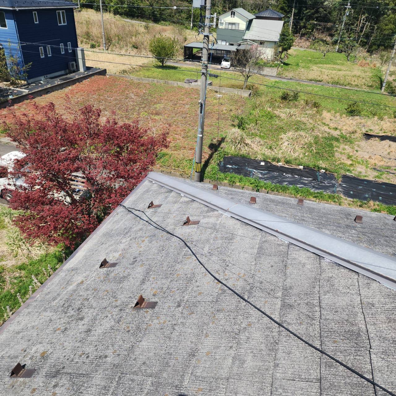 屋根全体を見ながら、補修が必要な箇所もあわせて手当てしました。